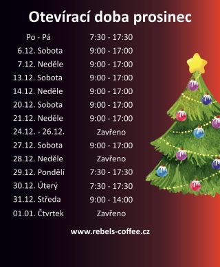 Otevírací doba v prosinci Budeme se na Vás těšit také každou neděli až do Vánoc 👍